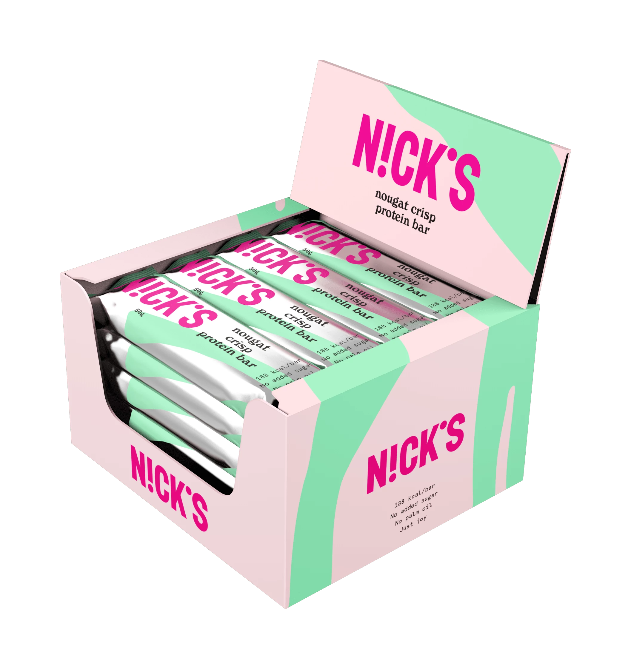 N!ck's Nougat crisp protein bar - Gluténmentes nugátkrémes proteinszelet kínáló 12x50 g (1 db ajándék)