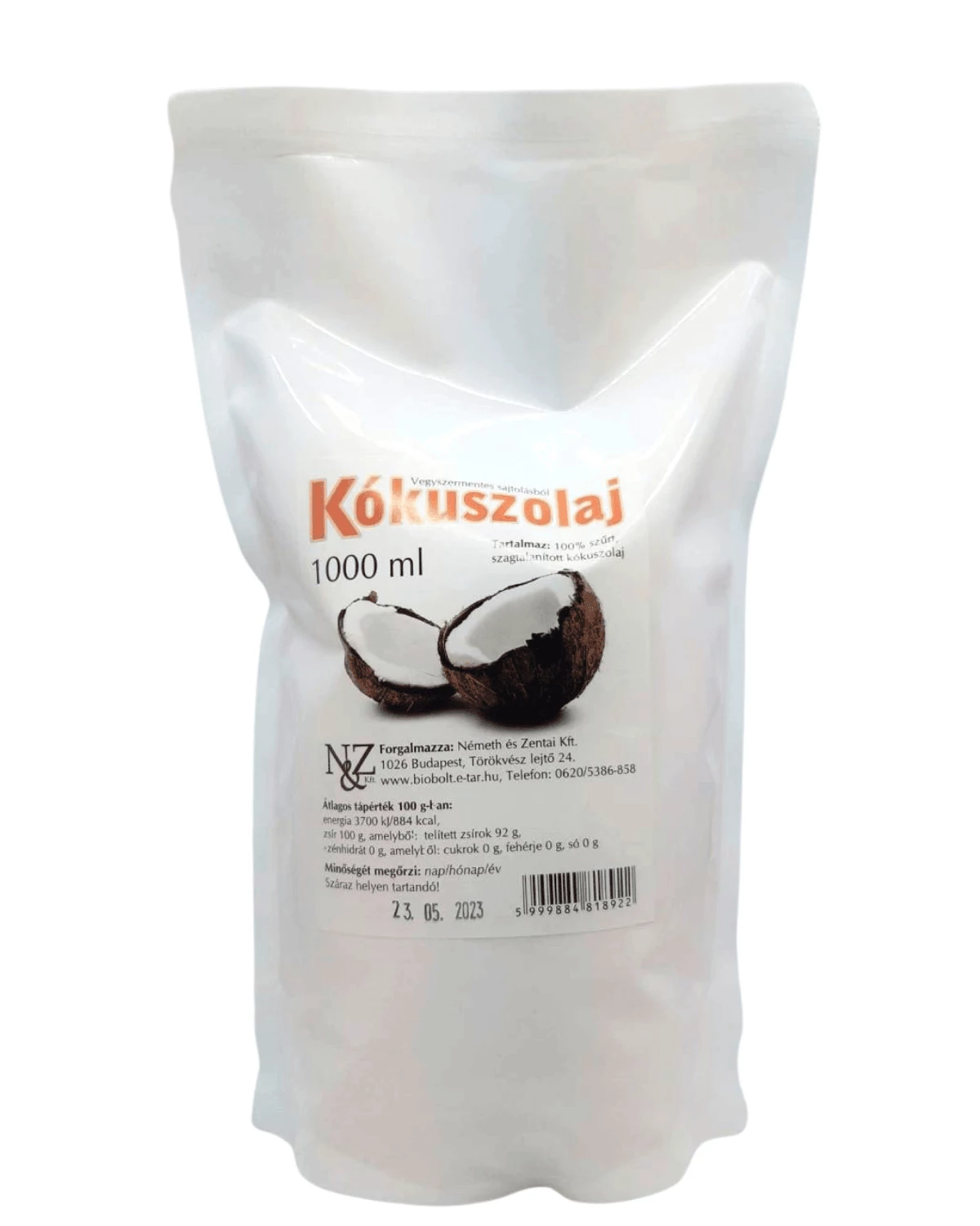 N&Z Kókuszolaj (tasakos) 1000 ml