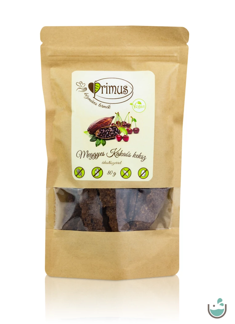 Primus kézműves vegán meggyes-kakaós keksz (gluténmentes) 80 g