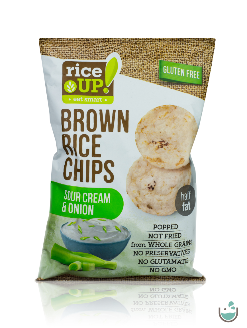 Rice UP! Hagymás–tejfölös ízesítésű barna rizs chips 60 g