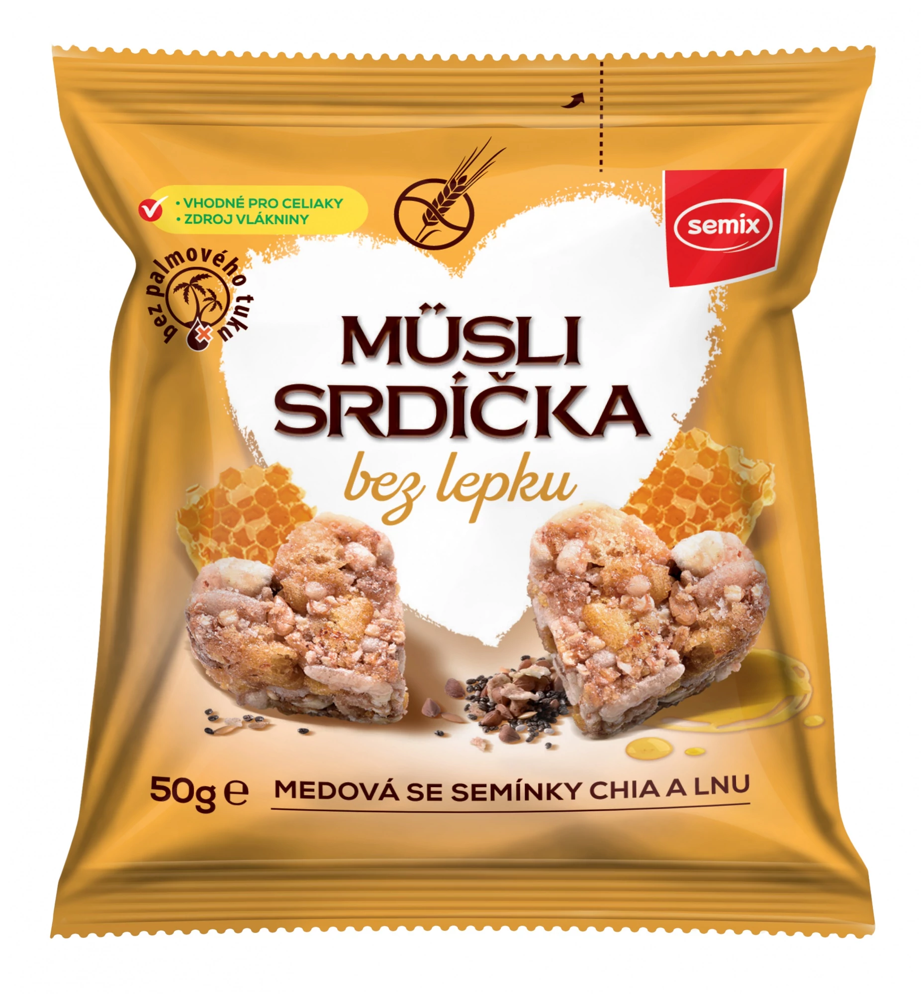 Semix Gluténmentes müzli szívek mézzel és chia maggal 50 g