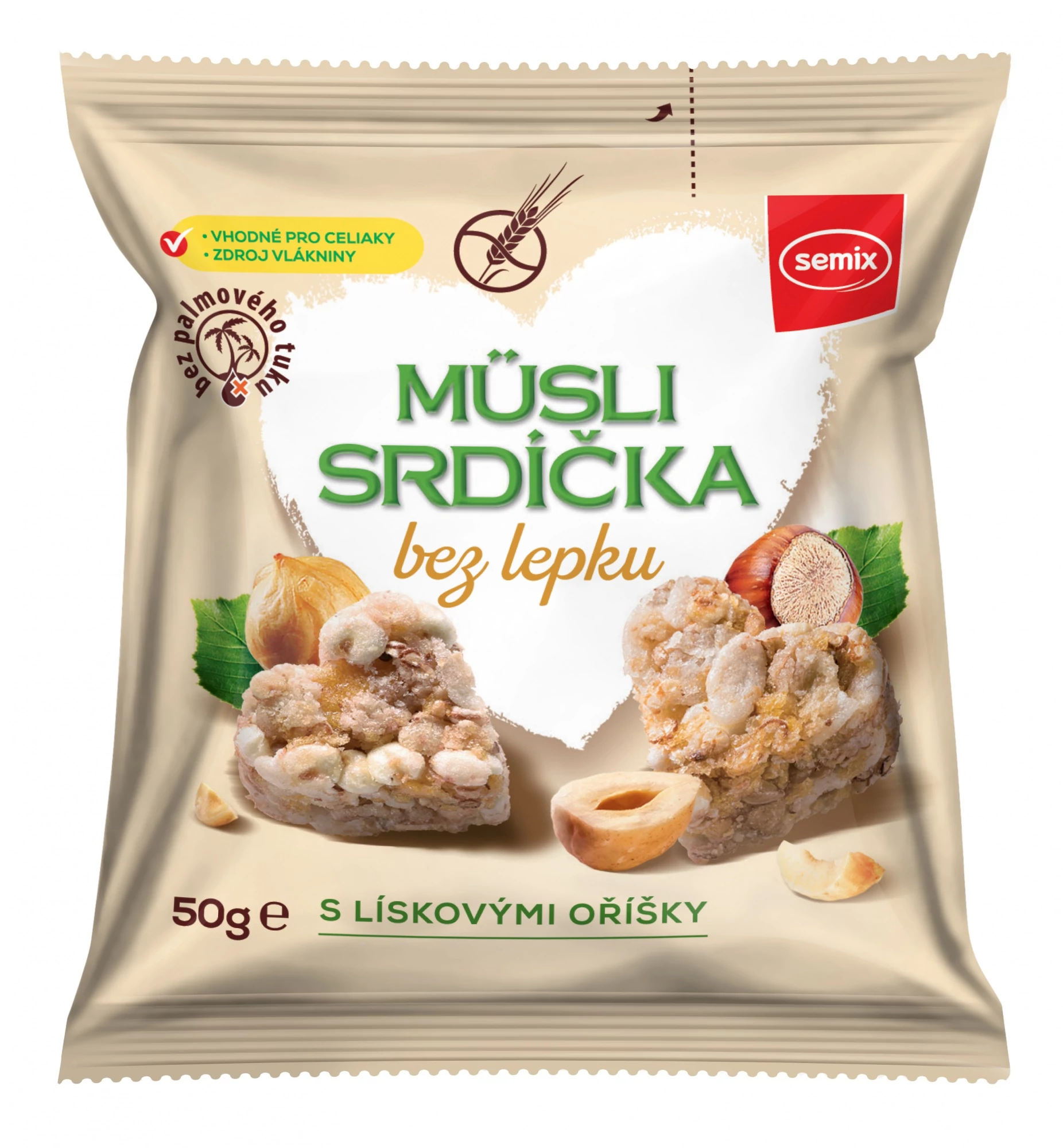 Semix Gluténemntes müzli szívek mogyoró darabokkal 50 g