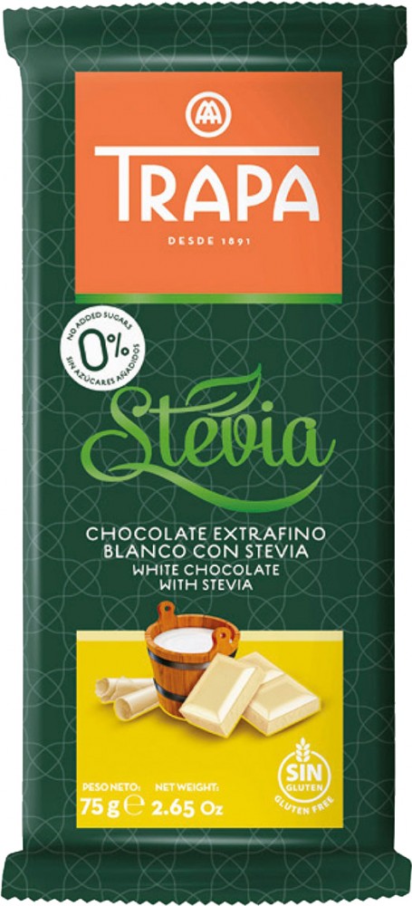Trapa Stevia Fehércsokoládé (gluténmentes) 75 g