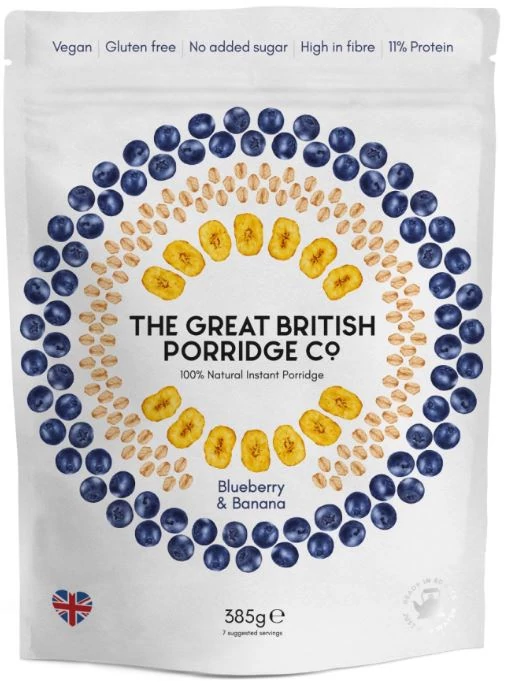 The Great British Porridge Áfonya & banán ízű instant zabkása (gluténmentes) 385 g