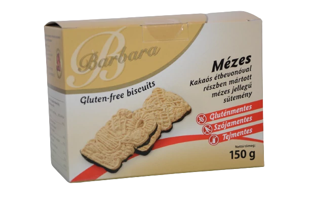 Barbara Gluténmentes Mézes teasütemény étbevonó talppal 150 g 