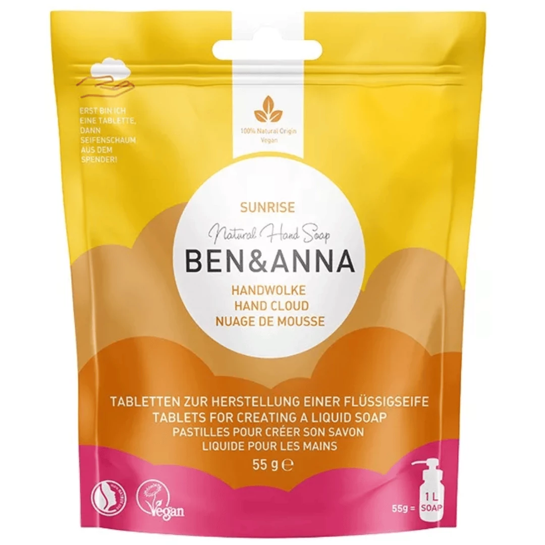 BEN&ANNA Sunrise natúr szappantabletta szappanhab-adagolóhoz 10 db (55g)