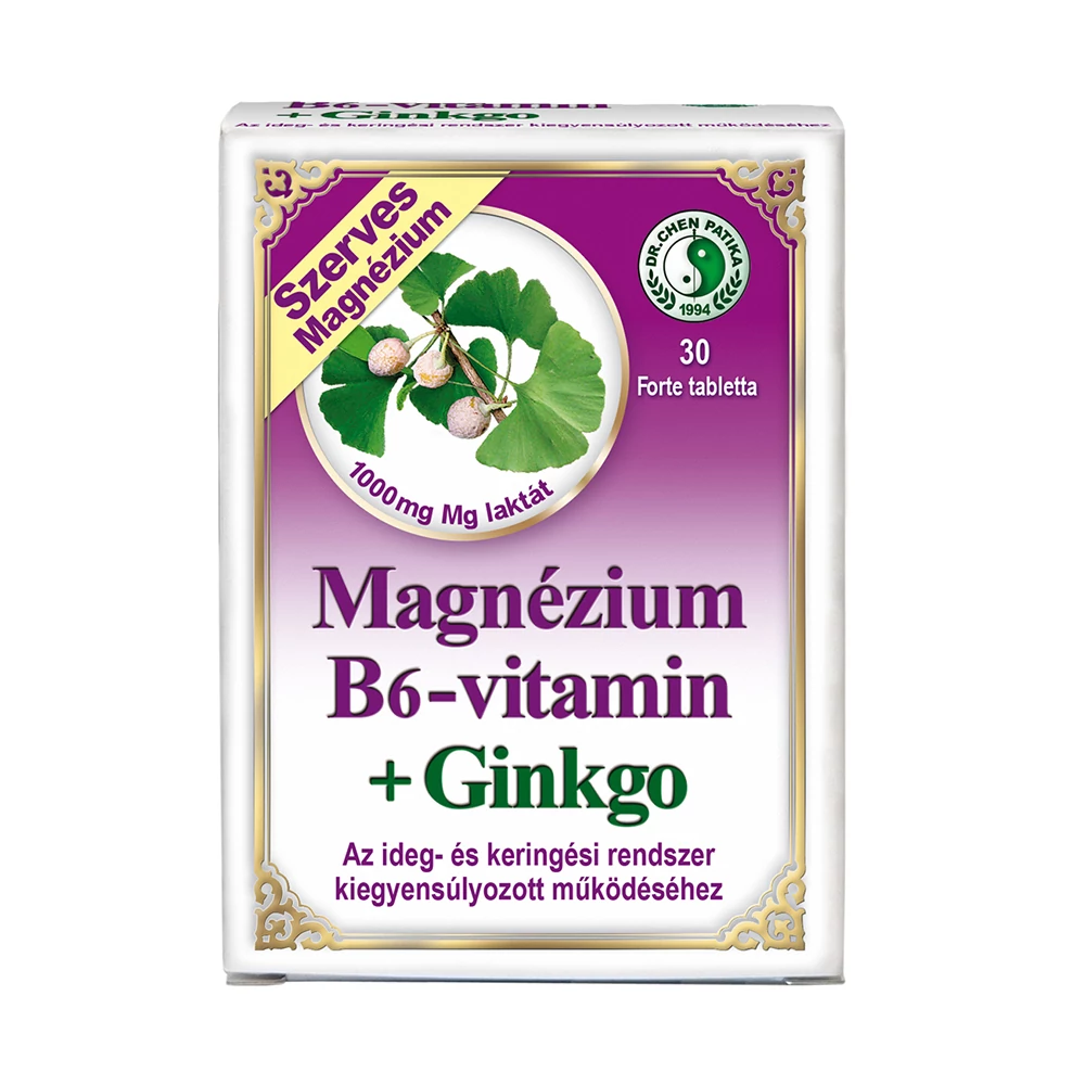 Dr. Chen Szerves magnézium B6-vitamin + ginkgo forte tabletta - 30 db