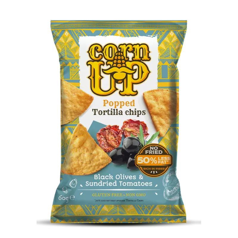 Corn Up Tortilla chips Fekete olivabogyó és paradicsom ízű 60 g