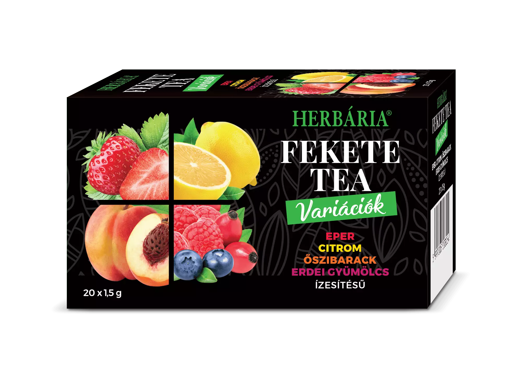 Herbária Fekete tea mix- Fekete tea erdei gyümölcs, barack, citrom, eper variáció