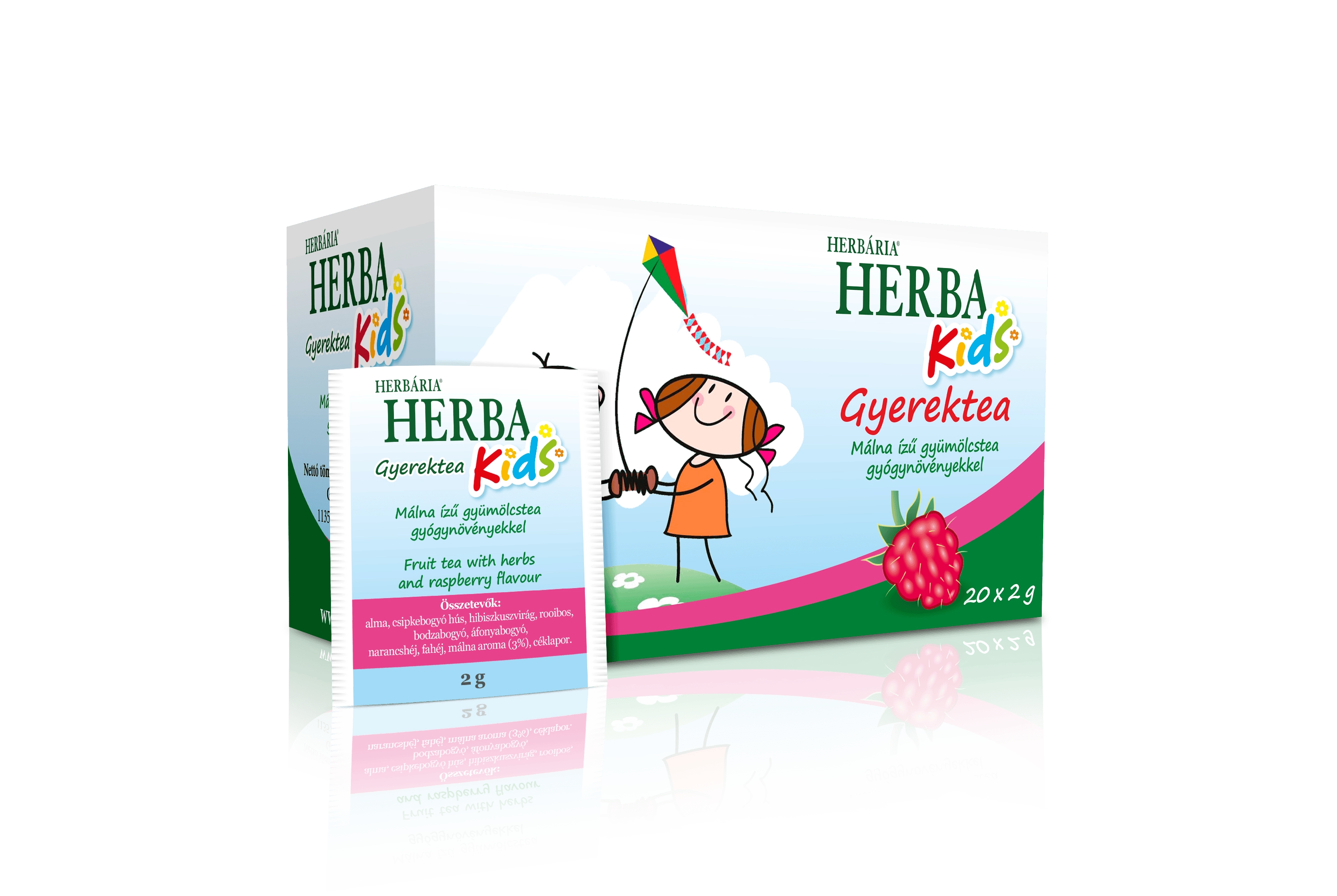 Herbária Herba Kids Málna ízű gyümölcstea gyógynövényekkel