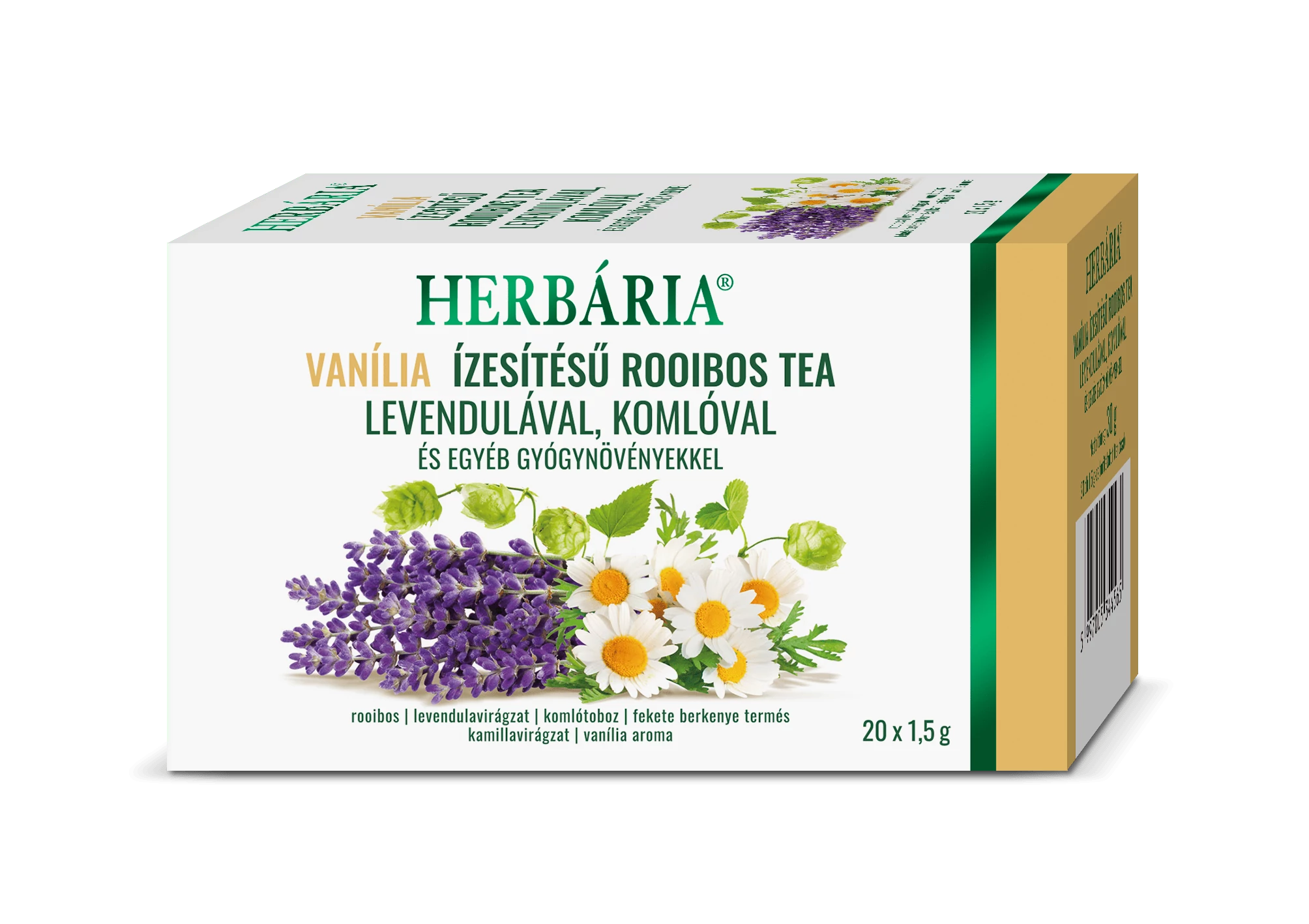 Herbária Vanília ízesítésű rooibos tea levendulával, komlóval és egyéb gyógynövényekkel