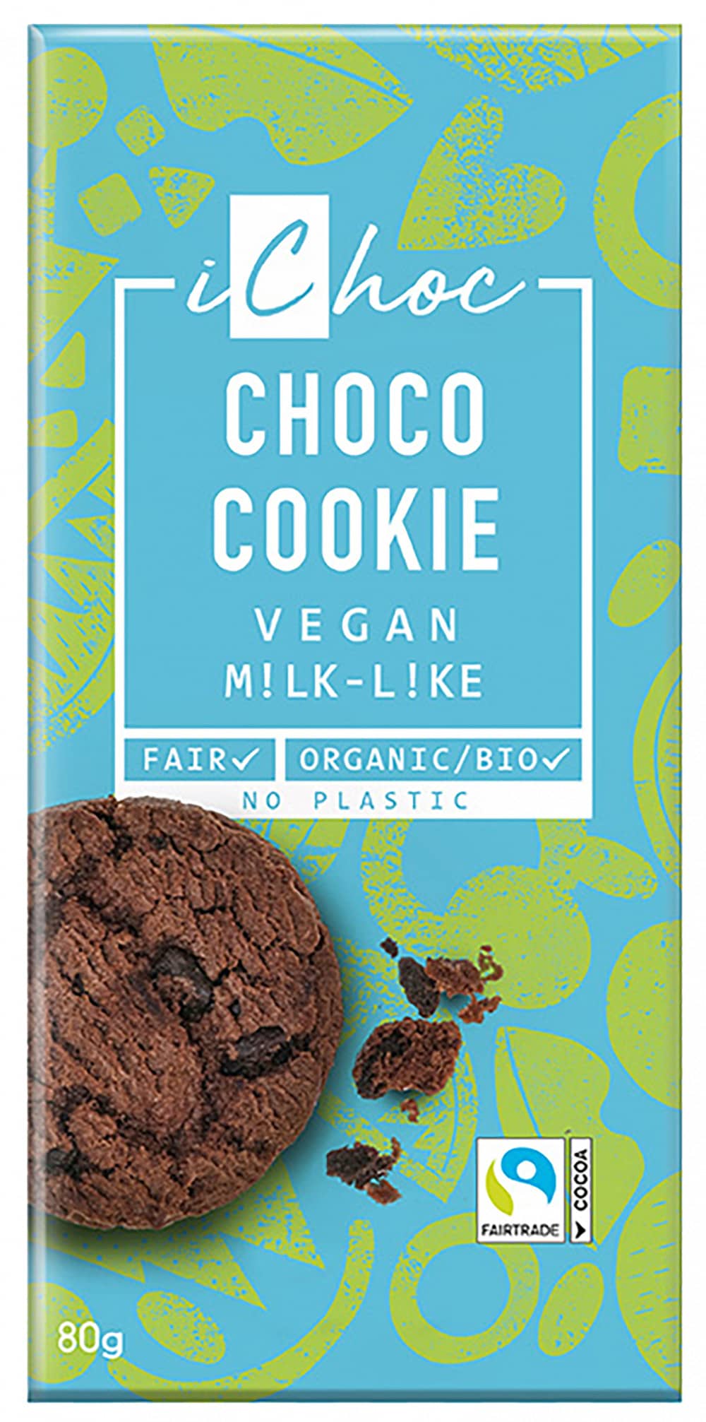 Ichoc Bio vegán csokoládé keksz darabokkal 80 g