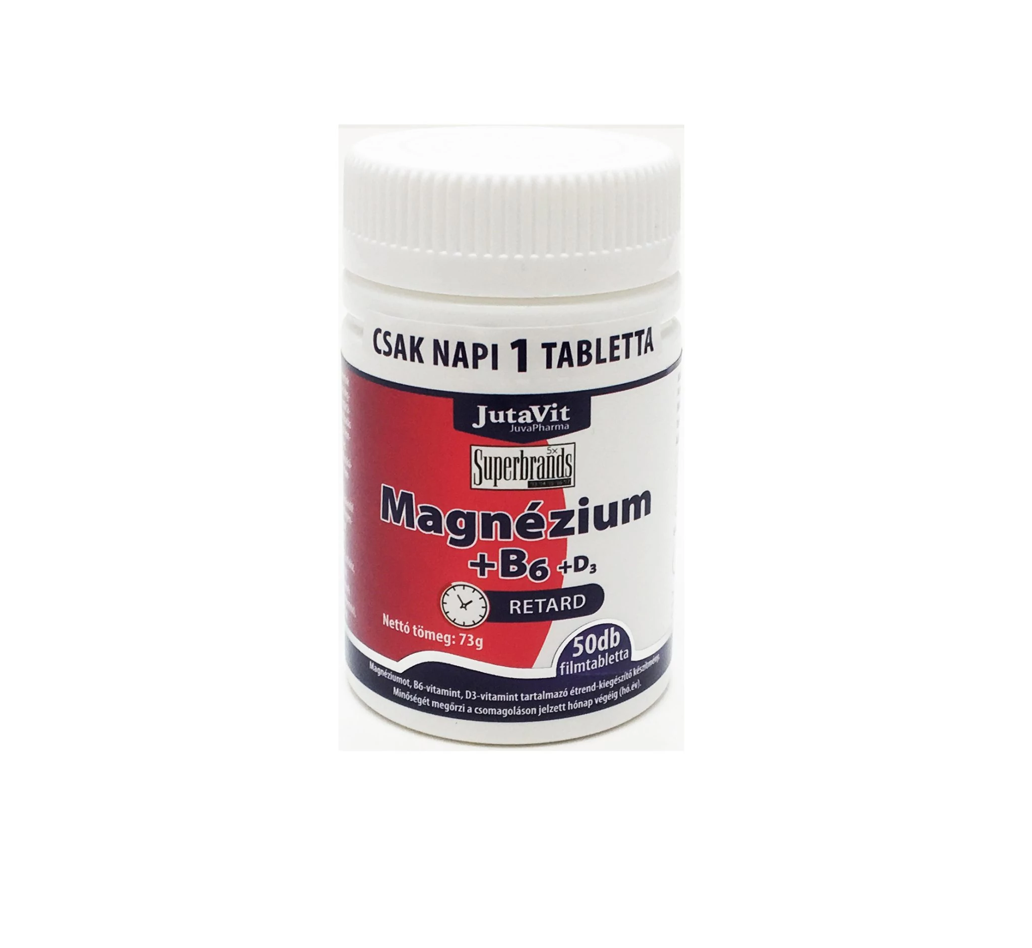 JutaVit Magnézium(250mg)+B6+D3 tabletta - 50 db retard