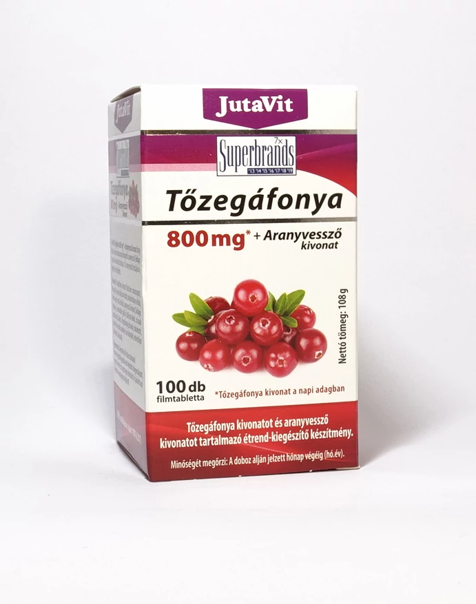 JutaVit Tőzegáfonya 800mg+Aranyv.kivonat tabletta - 100 db