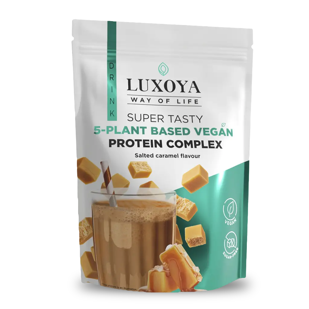 LUXOYA Vegán fehérje italpor 450 g - sós karamella ízű