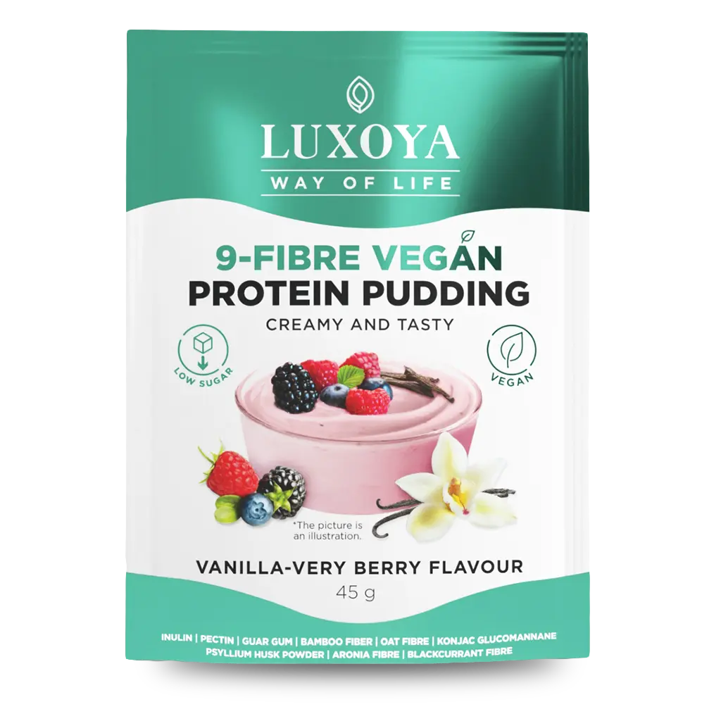 LUXOYA 9-Fibre Vegan Protein Pudding 45 g - Vanília-Bogyós gyümölcs ízű