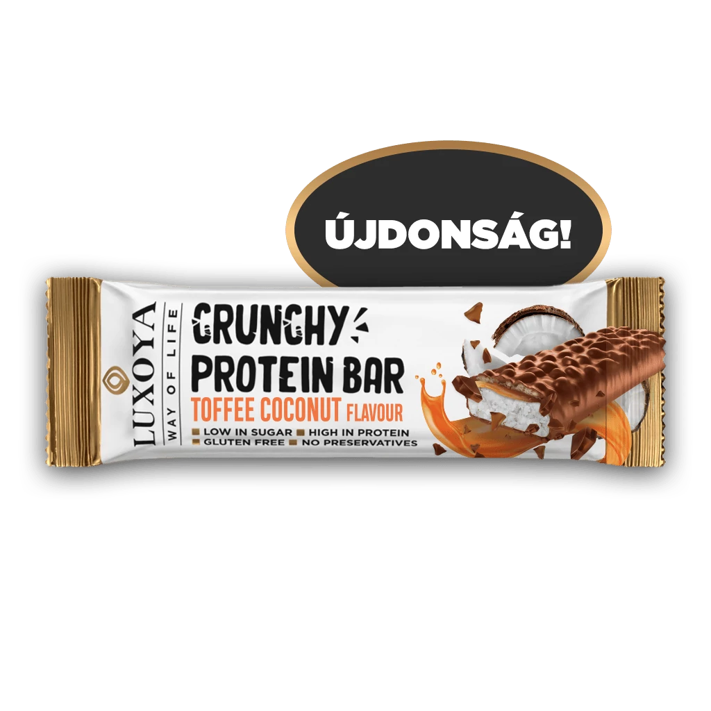 LUXOYA CRUNCHY PROTEIN BAR - ROPPANÓS FEHÉRJE SZELET 45 g - Karamella Kókusz ízű
