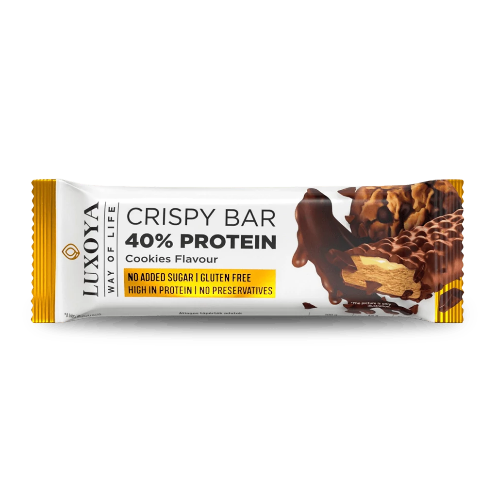 LUXOYA CRISPY BAR 40% PROTEIN ROPPANÓS FEHÉRJE SZELET 45 g - Sütemény ízű