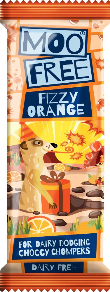 Moo Free Mini moo frizzy narancs tejmentes csokoládé szelet 20 g