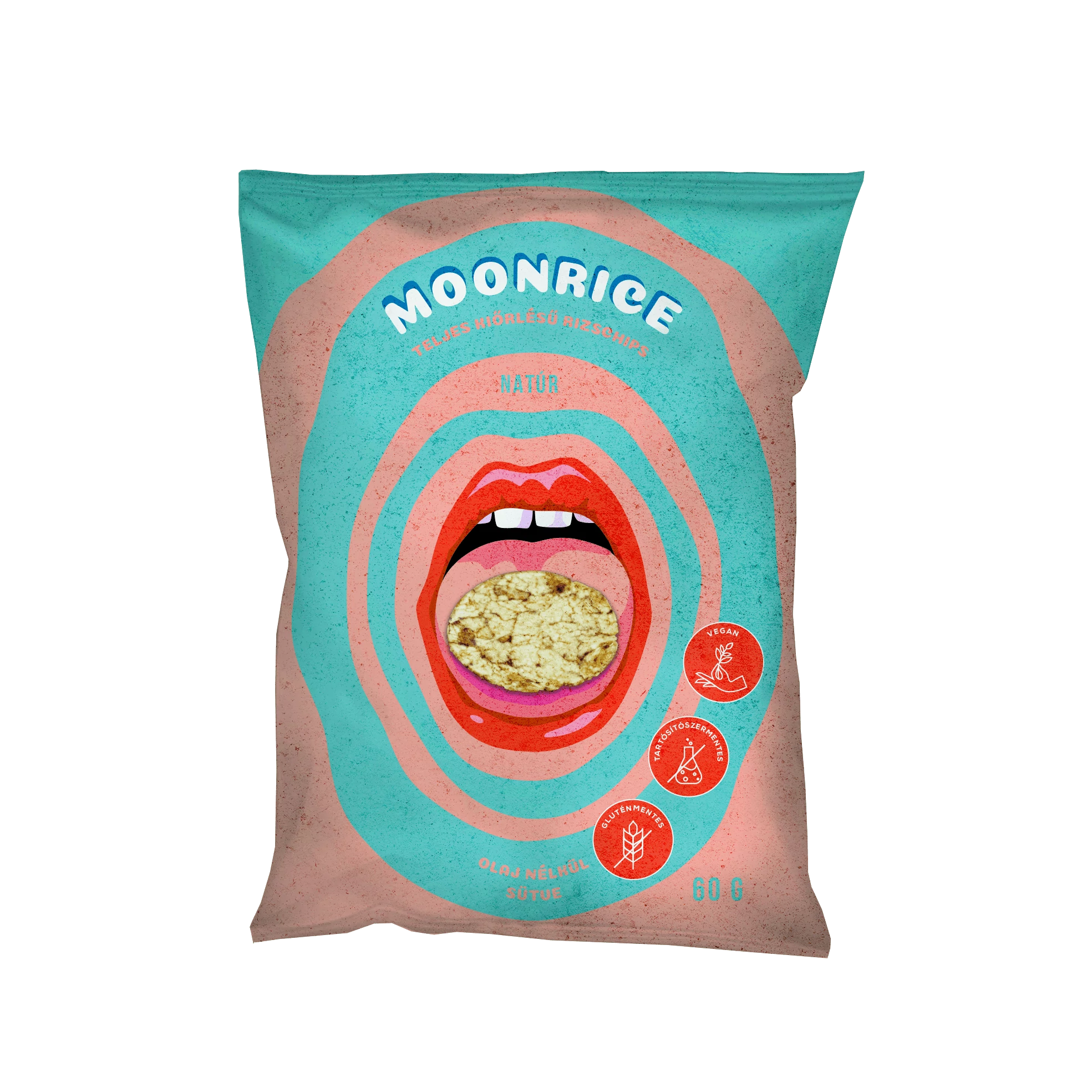 Moonrice Teljes kiőrlésű vegán natúr rizschips 60 g