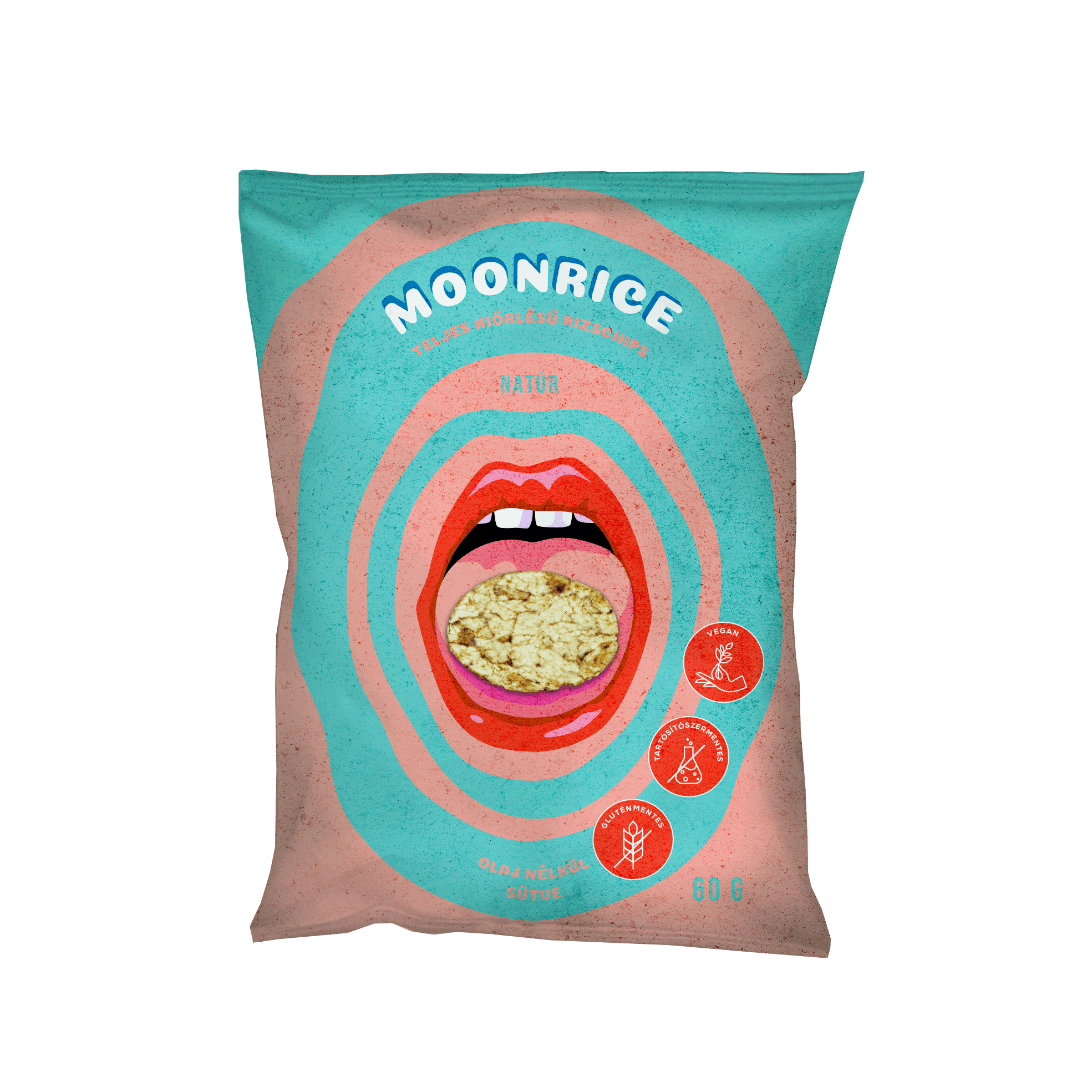 Moonrice Teljes kiőrlésű vegán natúr rizschips 60 g