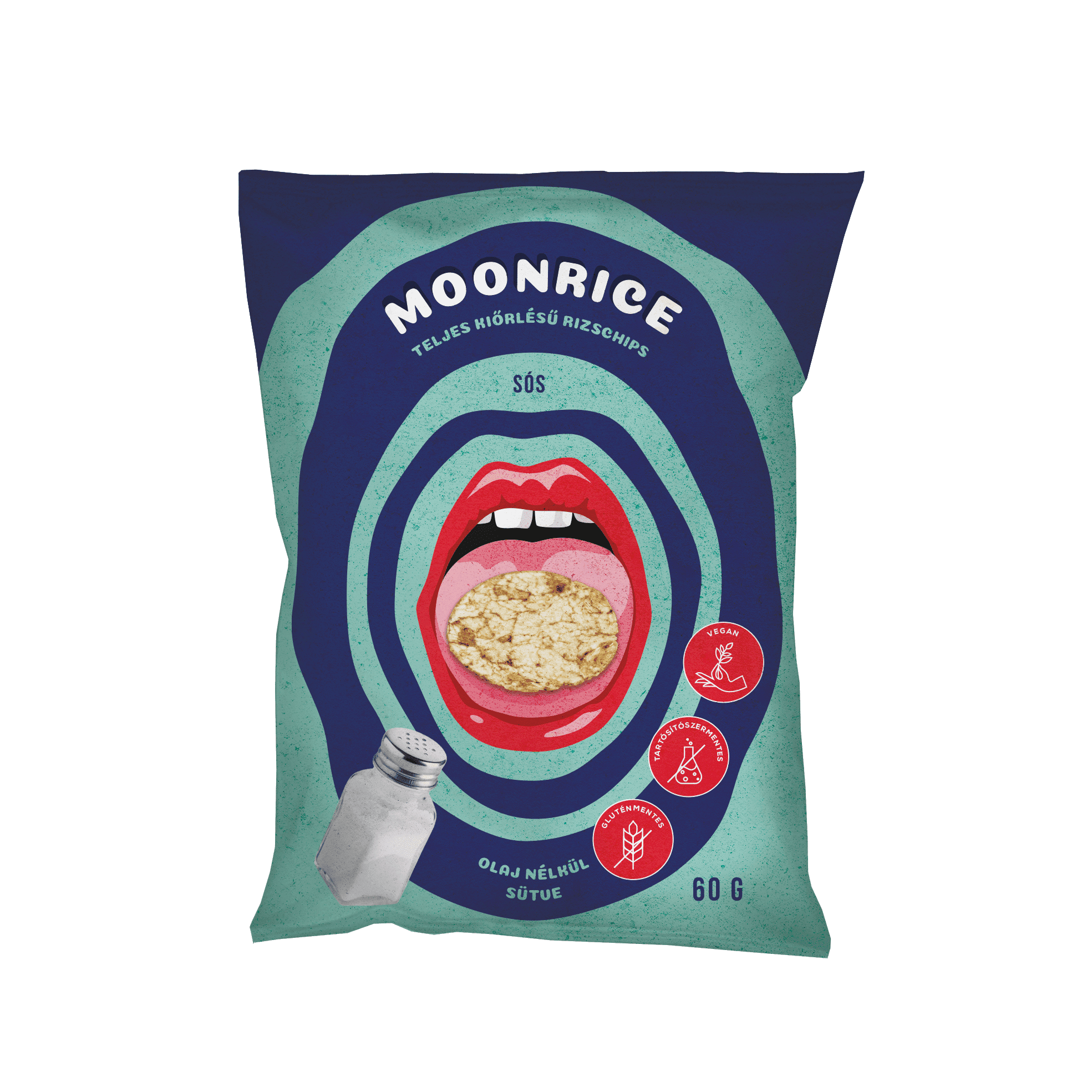 Moonrice Teljes kiőrlésű Vegán sós rizschips 60 g