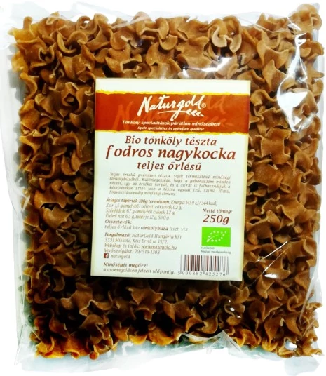 NaturGold Bio tönköly tészta fodros nagykocka teljes őrlésű 250 g