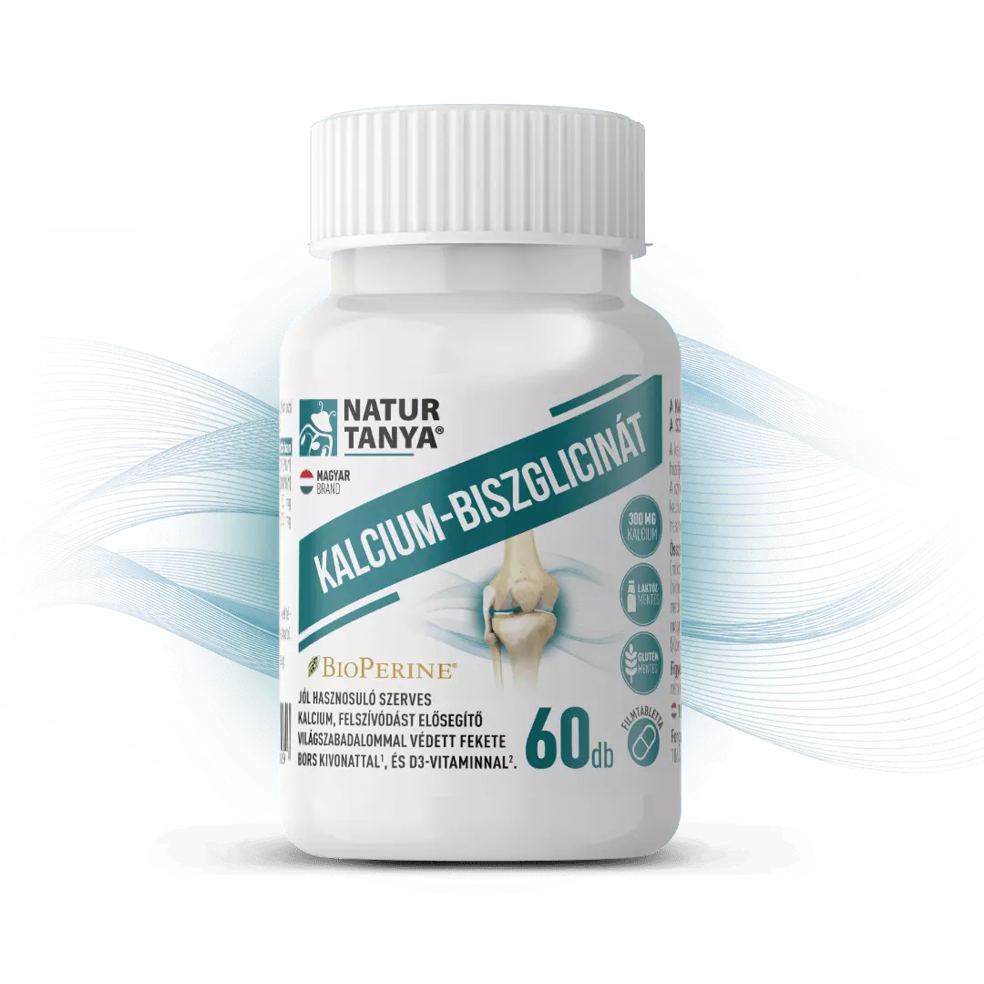 Natur Tanya® KALCIUM-BISZGLICINÁT - világszabadalommal védett BioPerine® és D3-vitamin 60 db