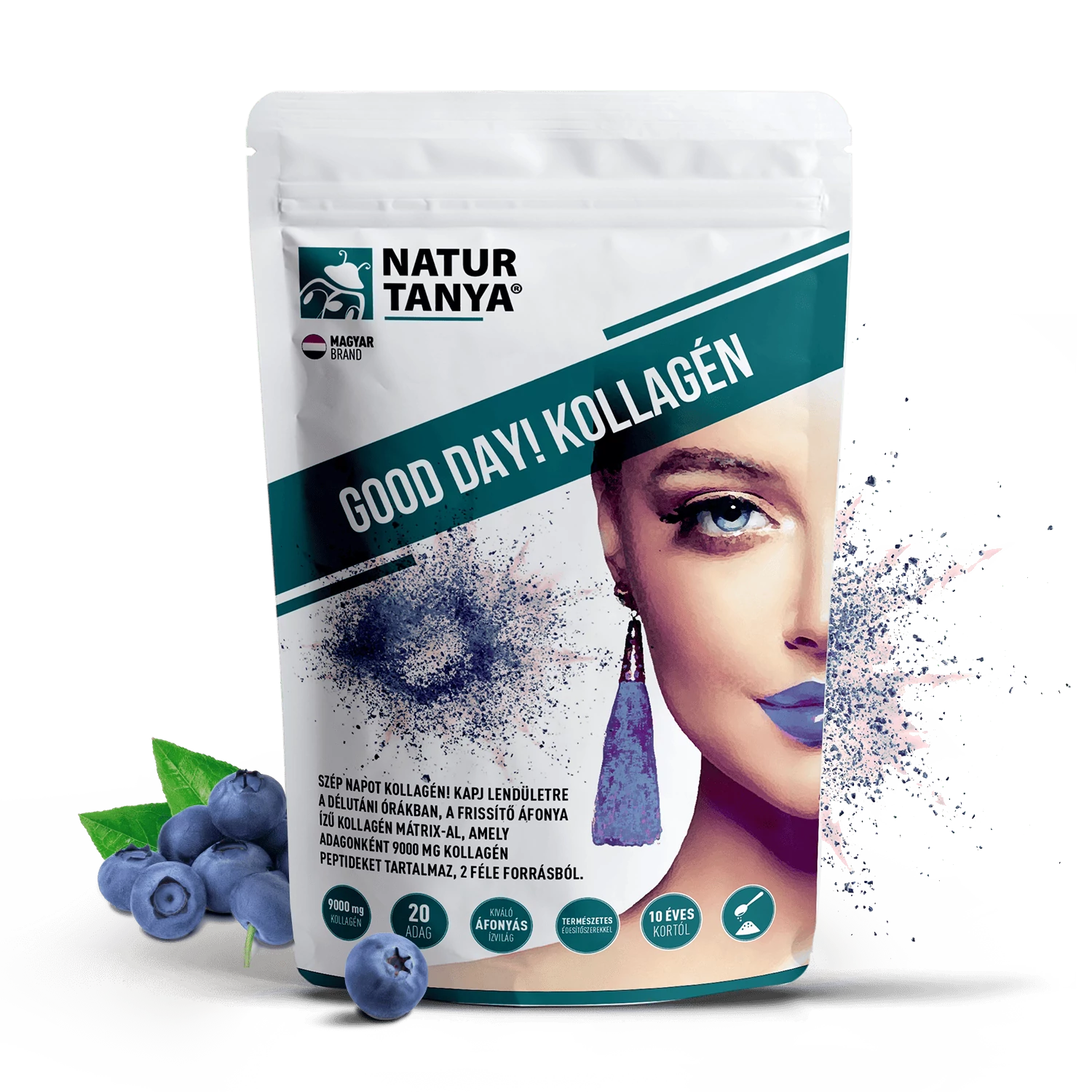 Natur Tanya® GOOD DAY! Kollagén por frissítő áfonya ízben 237 g