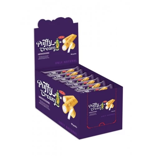 Puffy Cream Tejes krémmel töltött gluténmentes kukoricarudacskák kínálóban 24X18 g (2db ajándék)