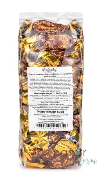 Paleolit Konyakmeggyes étcsokoládékrémmel töltött szaloncukor édesítőszerrel 500 g