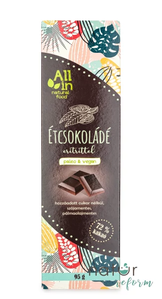 ALL IN natural food Étcsokoládé eritrittel 95 g
