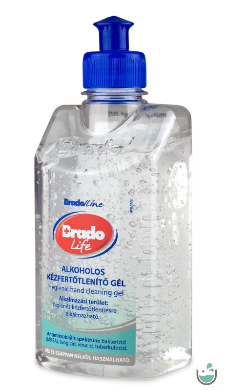 BradoLife Alkoholos kézfertőtlenítő gél push-pull kupakkal 300 ml