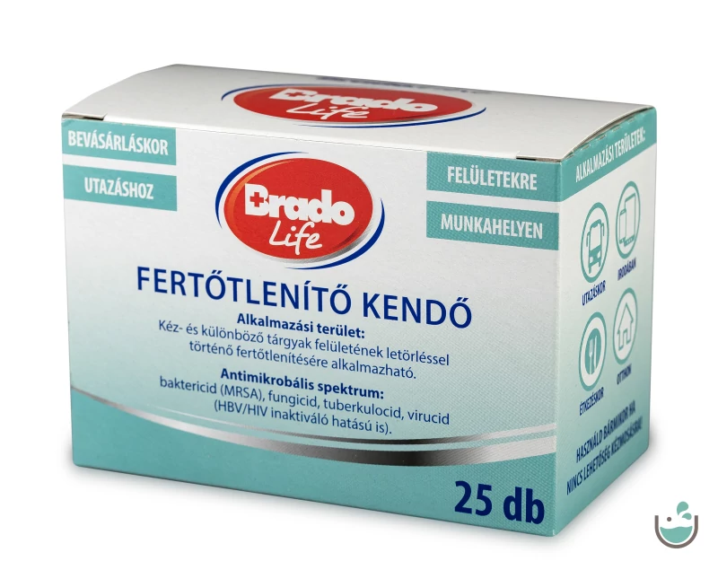 BradoLife Fertőtlenítő kendő 25 db